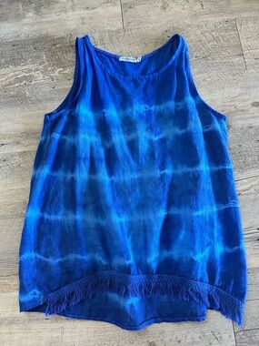 Linen tank custom shibori dyed